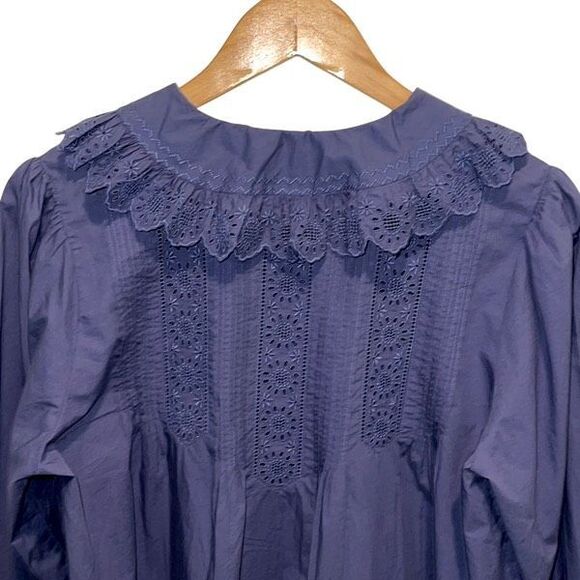 Doen Nerona Shirt Dress Atlantic Blue Edwardian Victorian Romantic Large NWT - Picture 6 of 13